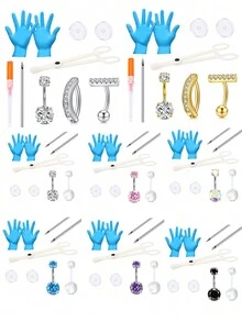 CIZME Self Belly Button Piercing Needles Kit 14G Belly Piercing Needle Piercing Needles Kit Piercing Gun For Belly Button With Belly Button Ring - Multicolour - View 1