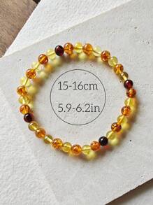 1pc Natural Baltic Amber 5mm Beaded Bracelet Gemstone Therapy Accessorize Indie Fashion Stylish Perfect Gift For Her Anniversary Present