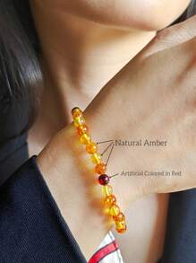 1pc Natural Baltic Amber 5mm Beaded Bracelet Gemstone Therapy Accessorize Indie Fashion Stylish Perfect Gift For Her Anniversary Present