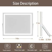 Gương trang điểm Hasipu 32"X22" có đèn LED với chức năng điều chỉnh độ sáng cảm ứng thông minh 3 màu, hoàn hảo cho phòng ngủ, phòng khách, phòng thay đồ, trang trí phòng tắm, đồ dùng trang điểm mùa hè, phụ kiện phòng tắm, trở lại trường học - Xem 4