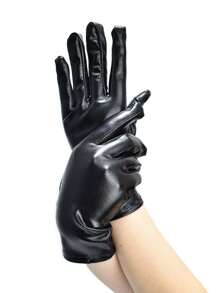 Unisex Stitching Detail Fashionable Full Finger Gloves For Party - Black - View 1