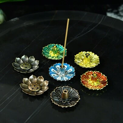 1 莲花香炉 莲花线香座 香炉 室内香盘 香炉 金属香炉