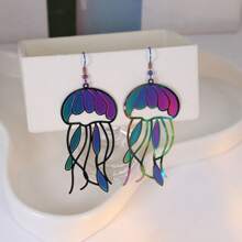 Einzigartige bunte Ohrringe aus Edelstahl mit Quallen- und Blattmotiv - perfektes Geschenk für Frauen, geeignet für den täglichen Gebrauch und besondere Anlässe