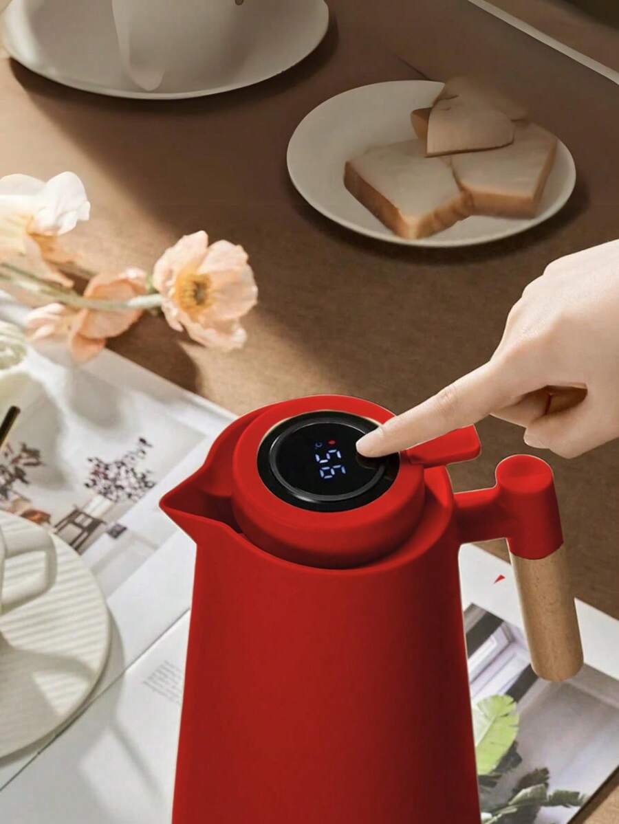 1L Thermal Bottle With LED Digital Temperature Sensor – Stainless Steel, Keeps Drinks Cold/Hot, Smart Display - 紅色 - 查看 1