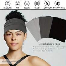 6 Băng đô bản rộng phong cách Bohemian cho nữ, màu trơn, thích hợp cho tập yoga, chạy bộ, thể thao và thời trang - 6 cái - Xem 5