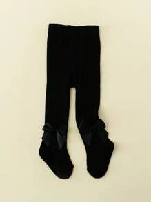 1pc Baby Girls Bow Decor Basic Leggings, Cute & Comfortable For Outdoor Activities, Suitable For All Seasons