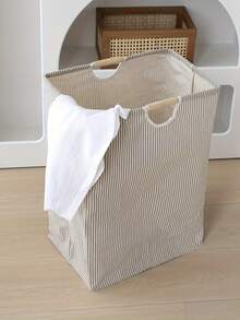 1 giỏ đựng đồ giặt bằng vải có thể gấp lại, giỏ đựng quần áo bẩn di động để lưu trữ trong phòng ngủ, phòng tắm và phòng giặt. Thiết kế đơn giản với tay cầm bằng gỗ, sức chứa lớn cho đồ chơi và búp bê - Nhiều màu - Xem 4