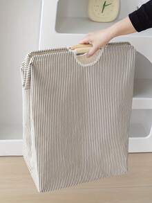 1 giỏ đựng đồ giặt bằng vải có thể gấp lại, giỏ đựng quần áo bẩn di động để lưu trữ trong phòng ngủ, phòng tắm và phòng giặt. Thiết kế đơn giản với tay cầm bằng gỗ, sức chứa lớn cho đồ chơi và búp bê - Nhiều màu - Xem 3