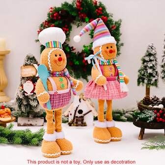 1pc/2pcs 20.47in/26.77in Decoration Polar Fleece Cartoon Retractable Legs Gingerbeard Man Decorations Figure, Striped Rainbow Color Holding Spoon Crutch Extendable Gingerbread Gnomes For Holiday Party Hotel Decoration Supplies Best Gifts Birthday Home Decor Christmas Decorations Room Decor Christmas Winter Christmas Decorations Home Christmas Gifts Christmas Decor