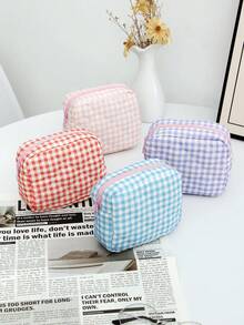 1-częściowa, kraciasta, falbankowa torba do przechowywania kosmetyków, podpasek, przenośna kosmetyczka, kraciasta kosmetyczka, zestaw w kratkę, torba do przechowywania pędzli kosmetycznych, damska torebka, kosmetyczki, duża pojemność, puszysta, kratkowana, ośmiokątna kosmetyczka, kosmetyczka do przechowywania szminek, prezent ślubny, druhna, prezent dla mamy, prezent urodzinowy, prezent na Boże Narodzenie, prezent dla przyjaciół i nauczycieli, wystrój domu, łazienka, salon, sypialnia, wystrój - Czerwony - Zobacz 10