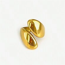 VKHK 1 件复古个性化 18K 镀金不锈钢厚印章戒指，适合男女情侣日常佩戴和婚礼，礼物 - 金黃色 - 查看 13