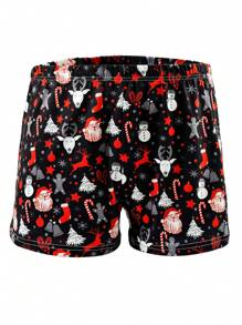 圣诞节假期男士内裤 男士平角内裤 男士设计平角内裤 1 件 - 黑色 - 查看 2