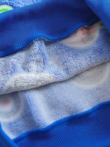 年轻男孩夜光卡通印花羊毛套衫和休闲裤家居服套装，初冬 - 藍色 - 查看 6