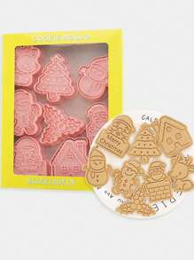 8入組聖誕薑餅人和樹設計餅乾印章 - 粉色 - 查看 2