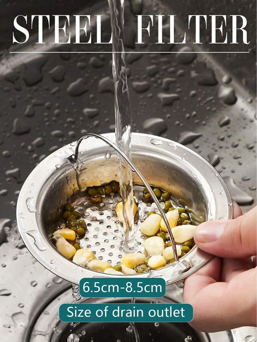 1 件不锈钢厨房水槽滤网、排水塞和水槽过滤器 - 銀色 - 查看 1