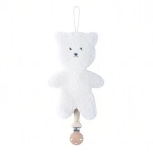 1pc Soft Plush & Beechwood 3-Hole Pacifier Clip Chain For Baby, Suitable For Daily Use In Winter, Animal Shaped Pacifier Holder