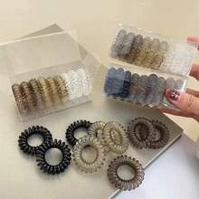 9pcs Durable, Simple, Elastic Hair Ties, Spiral Hair Ties, Suitable For Washing Face And Daily Use - Ombre - View 3