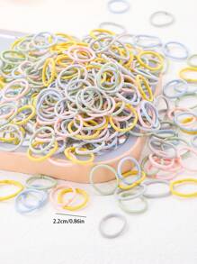 300pcs/Set Girls Ombre Pink Macaron And Brown Simple Basic Elastic Hair Ties, Hair Scrunchies, Hair Ropes, Daily Use - Multicolor - View 7