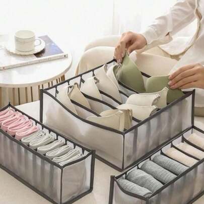 1/3 件黑色内衣隔层储物袋，抽屉式储物盒，用于存放袜子装饰秋季装饰节日装饰房间装饰家居装饰秋季装饰卧室装饰