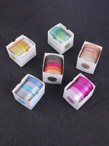 5卷/盒玫瑰紅手帳膠帶、閃閃發光金洋蔥文具和學生配件手帳材料 Diy 裝飾和遮蔽膠帶 - 玫紅色 - 查看 8