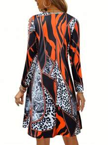 Nieuwe luipaardprint jurk met lange mouwen voor dames, herfst/winter
