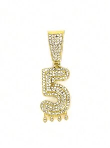 1PC Iced Fashion Drip Oil Arabic Digital Pendant Necklace With 20 Inch Stainless Steel Fried Dough Twists Chain Luxury Hip Hop Neck Jewelry - Number - View 46