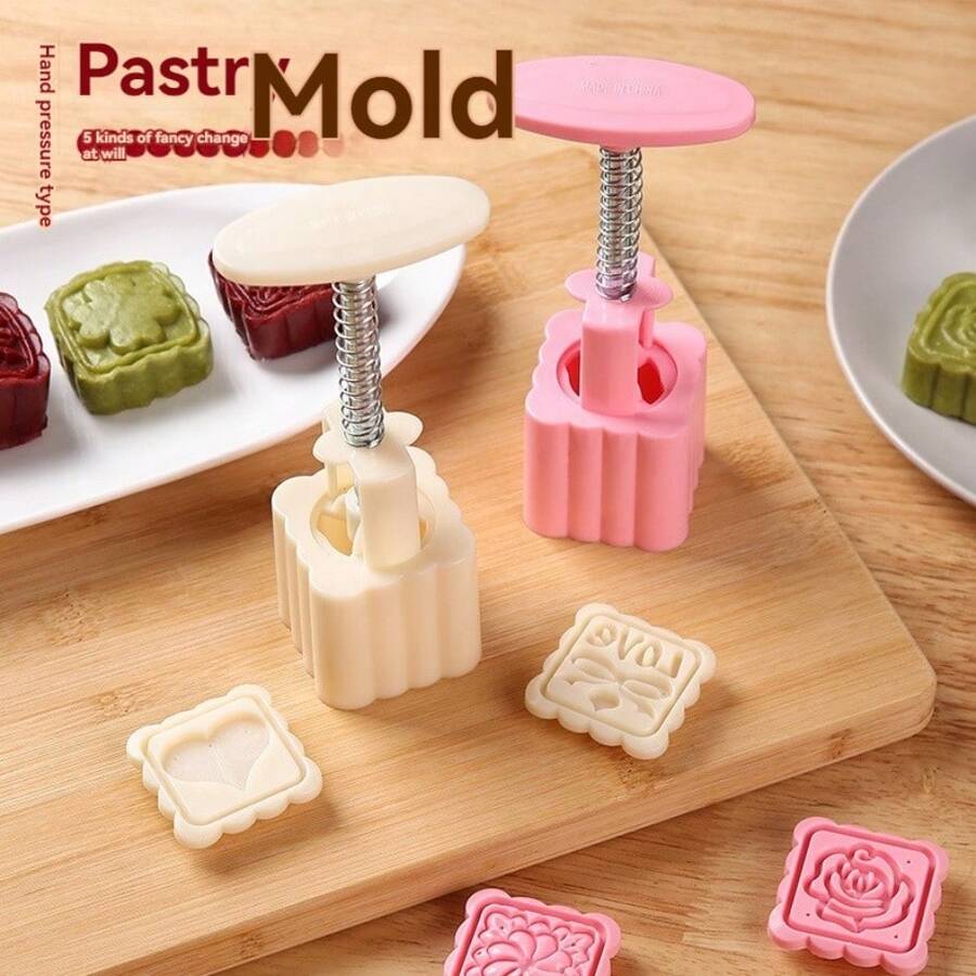 Khuôn ép bánh bằng tay, Khuôn bánh trung thu vuông, Khuôn ép bánh đậu xanh, Dụng cụ làm bánh ngọt - Nhiều màu - Xem 1