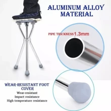 Bastón Con Asiento Plegable De 3 Apoyos - Banco - Café integral - Ver 3