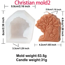 Molde de silicona en forma ovalada, redonda y de corazón para hacer velas planas mini de la Sagrada Familia, Jesús virgen y cruces, para decoración del hogar con resina y yeso - Blanco - Ver 14