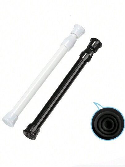 2pcs Adjustable Spring Tension Curtain Rod, Expandable Curtain Pole Suitable For Windows, Bathroom, Cabinets And Kitchen Gifts Birthday Graduation