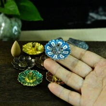 1 莲花香炉 莲花线香座 香炉 室内香盘 香炉 金属香炉 - 彩色 - 查看 6