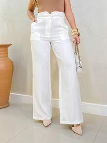 Elegant Women's Fashion Modern Formal Pants With Button And Front Pocket/DD023 - trắng - Xem 1