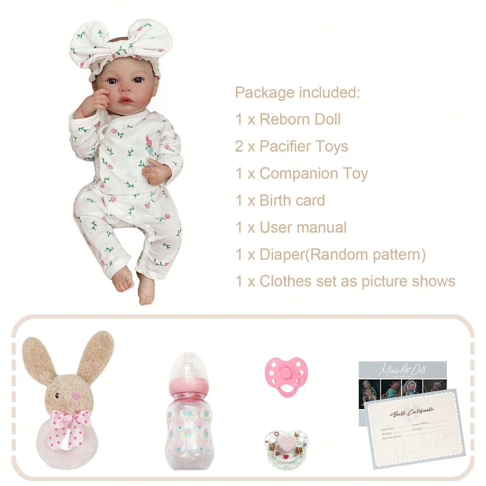 19Inch Reborn Baby Girl AllVinyl Soft Limbs, HandPainted Hair And