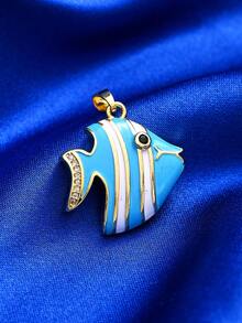 1/5 件时尚可爱金属珐琅方晶锆石海豚和金鱼吊坠，适合 DIY 珠宝制作项链、耳环、钥匙扣、手机链、海洋生物装饰礼物 - 彩色 - 查看 15