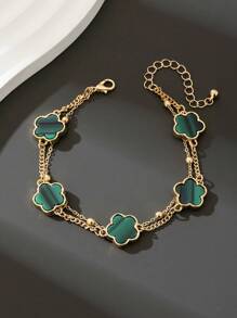 1 chiếc vòng tay hạt cỏ ba lá may mắn cho nam, vòng đeo tay công sở thời trang, đeo hàng ngày & làm quà tặng Valentine, mẹ, mẹ, ngày của mẹ, quà tặng - màu xanh lá - Xem 3