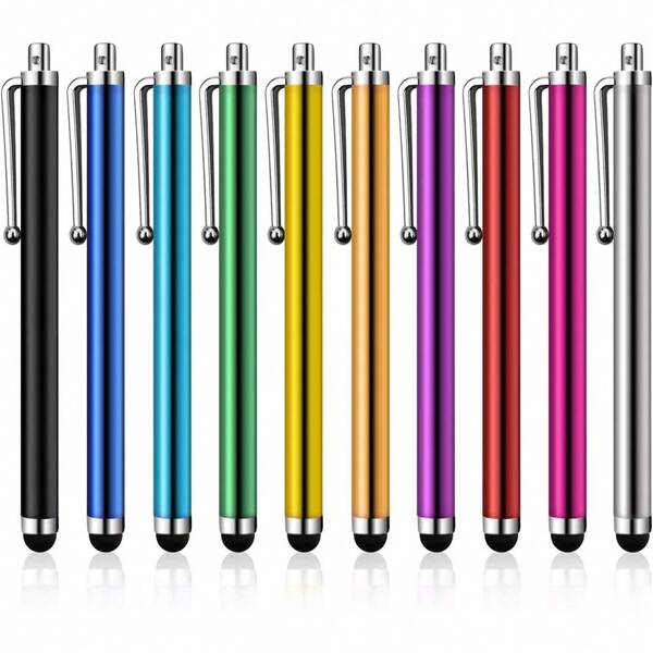 1pc/6pcs/10pcs Lightweight Universal Capacitive Stylus Pen, Aluminum Alloy Touchscreen Pen With Rubber Tip, Precise Control For Mobile Phones & Tablets, Portable, Efficient For Writing & Drawing - Random Color Combination