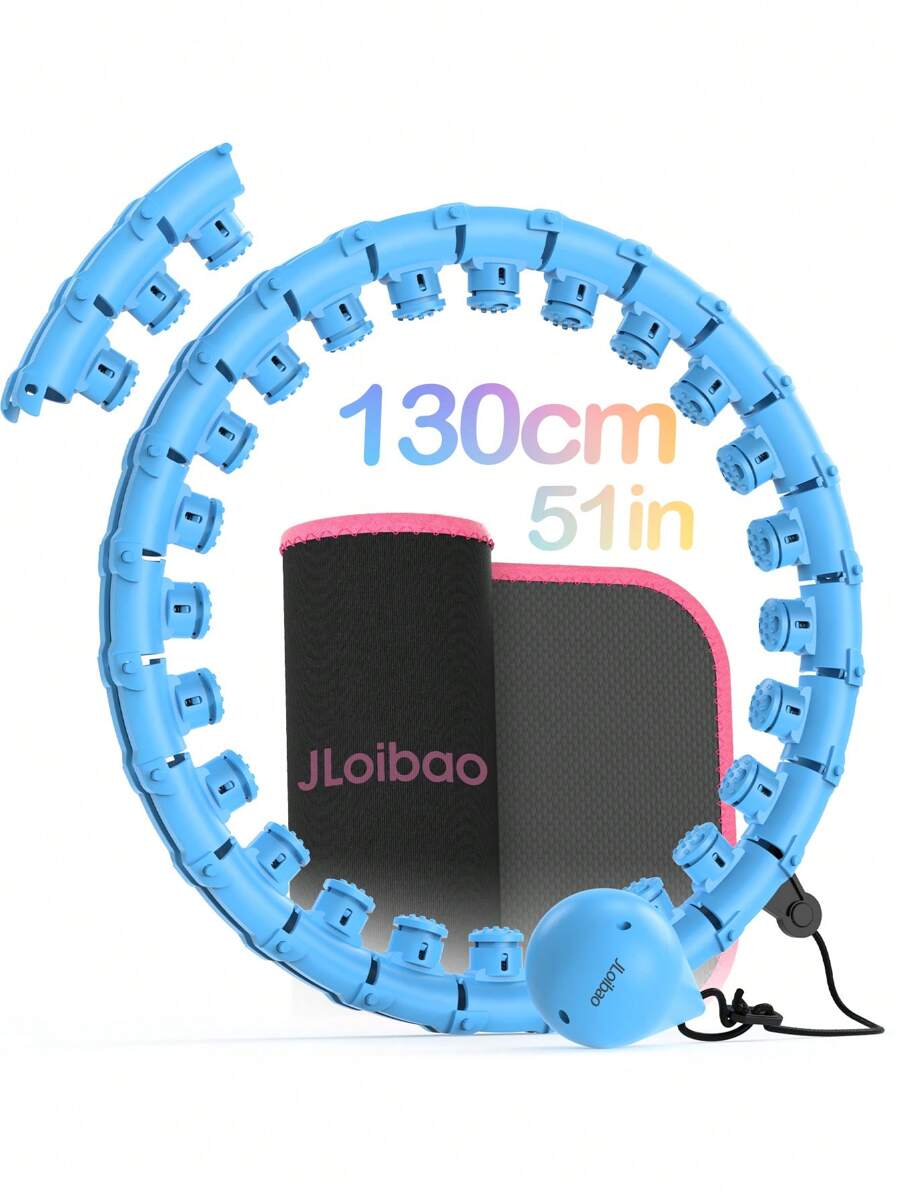 JLoibao Weighted Circle For Adults Weight Loss, Fitness Hoop Plus Size 51 Inch, Include 27 Detachable Links And Waist Trainer For Women - Blue - View 1