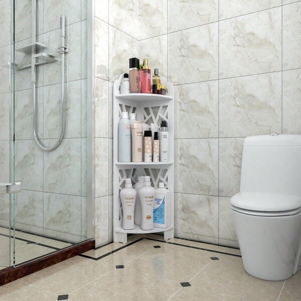 Corner Shelf Stand, Storage Organizer Great For Bathroom, Suitable For Bathroom, Bedroom, Small Space,Waterproof Stand Also Use For Toilet Paper Stand,White Home Bathroom Decor Bathroom Organizer Summer Back To School