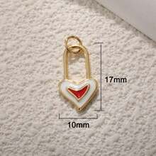 Conjunto de colgante de forma de corazón esmaltado en rojo con 2 agujeros para hacer joyas DIY, tono dorado de cobre en tamaño mini/mediano/grande, regalo para parejas, adorno navideño