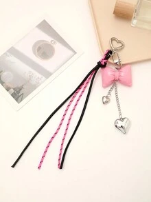 1 件多色时尚皮革蝴蝶结心形流苏钥匙链 - K3889淺粉蝴蝶結 - 查看 10