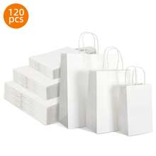 Tomnk 180 个带手柄的圣诞牛皮纸礼品袋，混合尺寸散装纸袋礼品袋商务、购物、零售、圣诞节组织、白色/棕色情人节