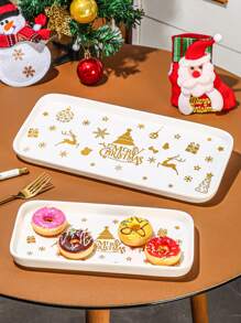 1pc Christmas Ceramic Steak Plate, Household Kitchen Tableware - Multicolor - View 6