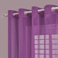 1pc Minimalist Nordic Modern Style Solid Color Sheer Curtains - Suitable For Bedrooms, Living Rooms, Hotel Rooms, Etc - Purple - View 4