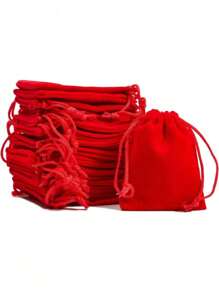 10/20pcs Velvet Bags With Drawstring, Velvet Bags Christmas Wedding Jewelry Bags Red Gift Bags Party Gifts Festival Supplies, Suitable For Gift Packaging, Suitable For Various Festival Parties, Mother's Day Gifts (3 Inches * 4 Inches)