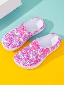 Women&#39;S Garden Casual Slippers, Beach Sandals, Non-Slip Swimming Pool Water Shoes, Home Slippers, Blue And White Porcelain Pattern, Light And Comfortable EVA Hole Shoes