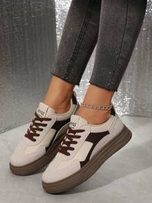 Women's Vintage Platform Lace Up Casual Trainers, Spring Autumn