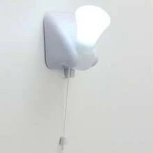 1 个白色拉绳 LED 灯泡，电池由 3 节 AAA 电池供电，壁灯，小夜灯，电池供电壁灯，适用于书房/浴室/卧室/厨房（不含电池） - 白色 - 查看 7