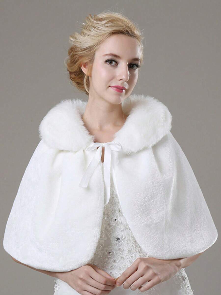 1 chiếc khăn choàng/khăn choàng trắng mềm mại đa năng dành cho nữ, phụ kiện váy cưới cô dâu thời trang mùa đông, áo khoác ấm áp, khăn choàng, áo choàng, quần áo mùa thu dành cho nữ - A - Xem 1