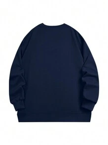 Blueplus 350g Heavyweight Sweatshirt, Loose Fit, Classic Ribbed Cuffs, Long-Lasting Fit And Comfortable, Suitable For Daily Wear, Outdoor Travel Men's Sweatshirt, Autumn And Winter Men's Tops