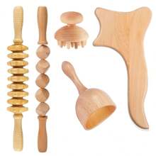 1 dụng cụ massage bằng gỗ, con lăn lưng, máy massage điểm kích hoạt, massage toàn thân, dụng cụ massage lưng giúp giảm đau cơ - Màu be - Xem 25